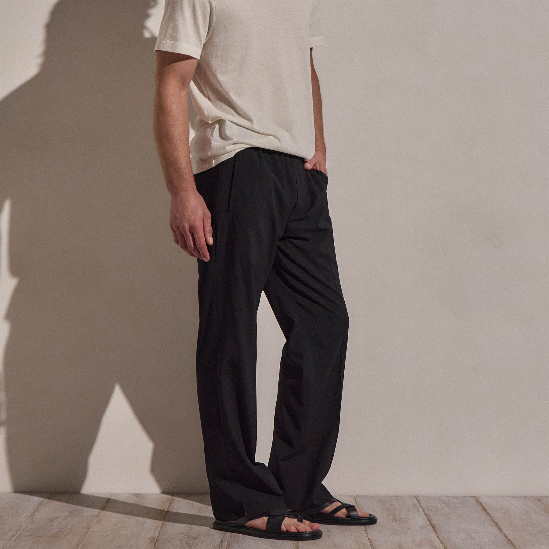 Pantalon en laine légère à enfiler - Noir