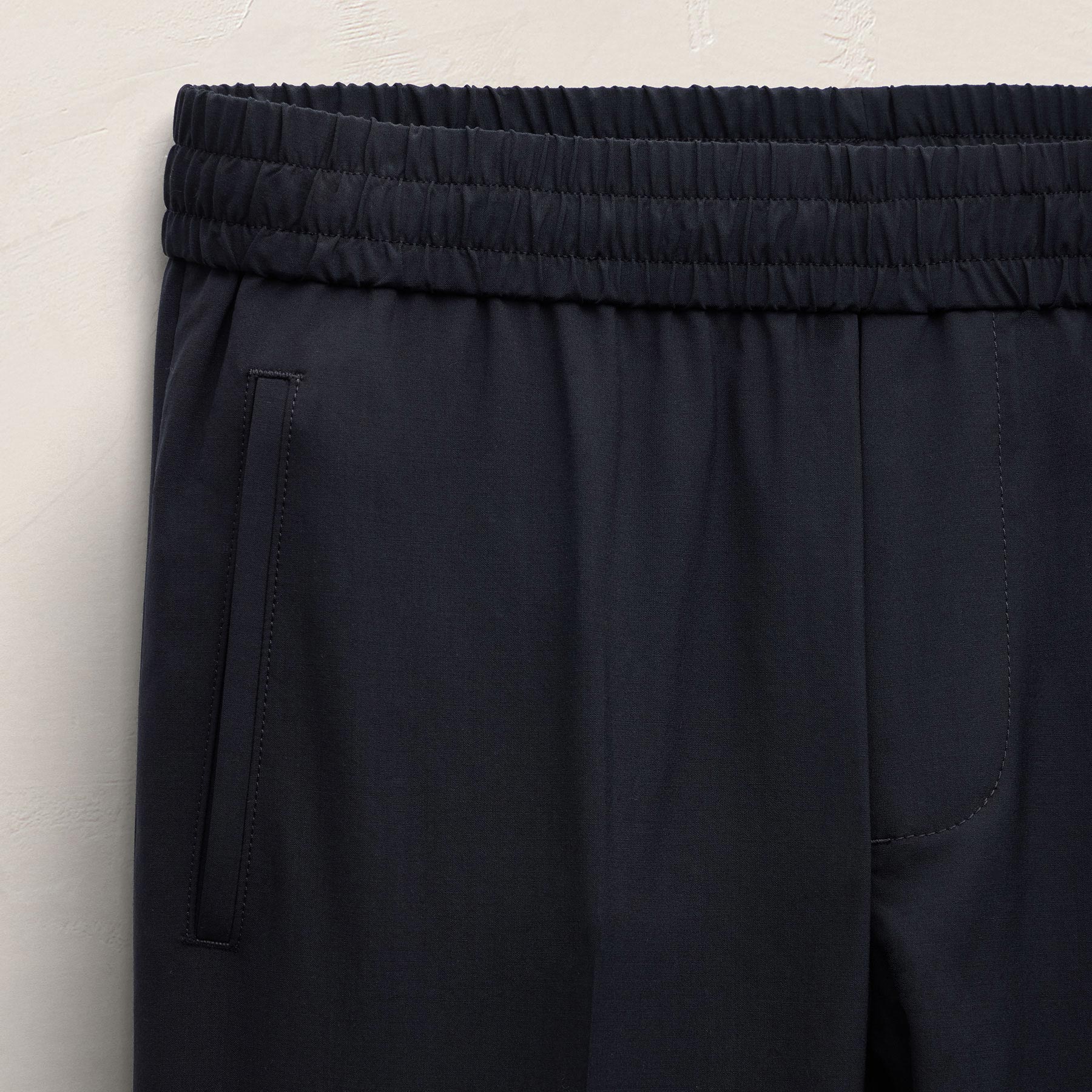 Pantalon léger en laine à enfiler - Bleu Nuit