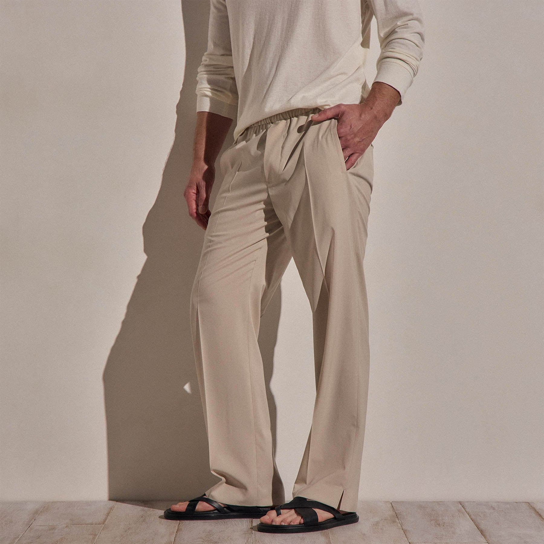 Pantalon léger en laine à enfiler - Lin