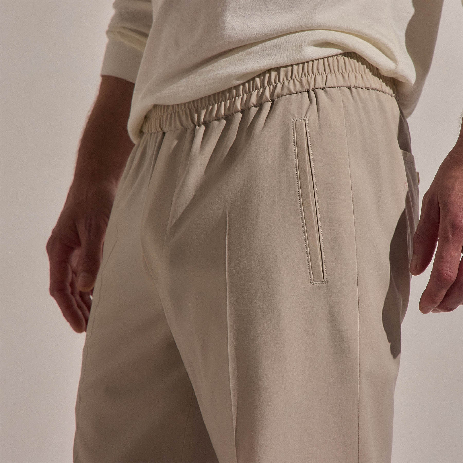 Pantalon léger en laine à enfiler - Lin