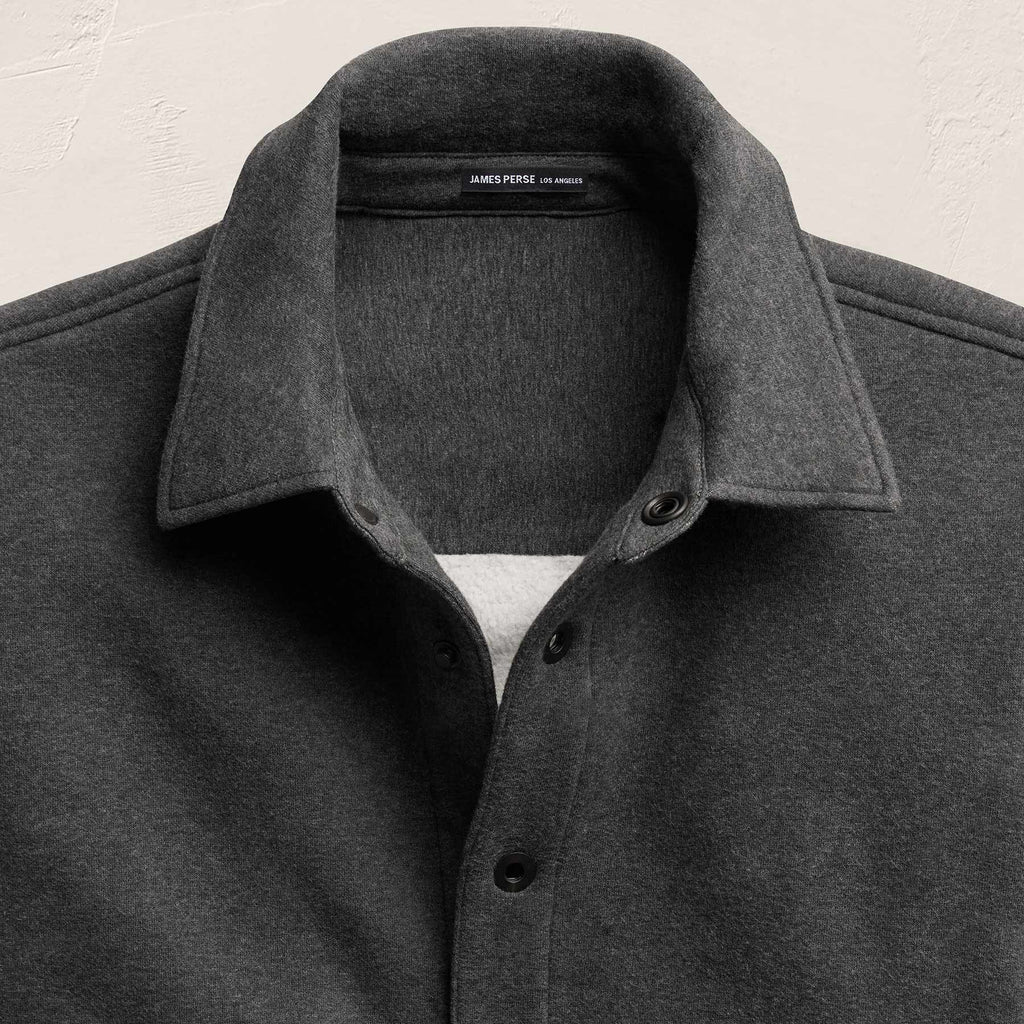 Veste en molleton à bouton-pression - Gris anthracite chiné