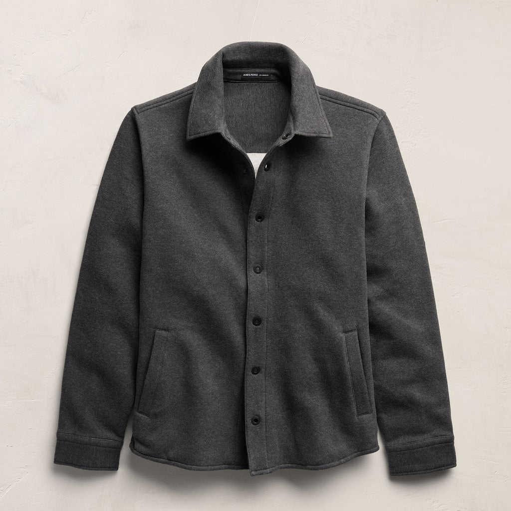 Veste en molleton à bouton-pression - Gris anthracite chiné
