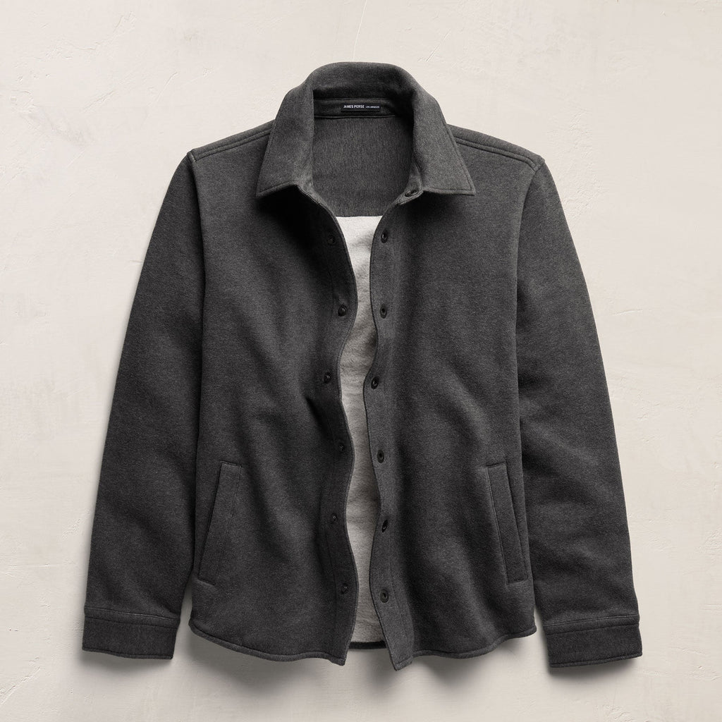 Veste en molleton à bouton-pression - Gris anthracite chiné