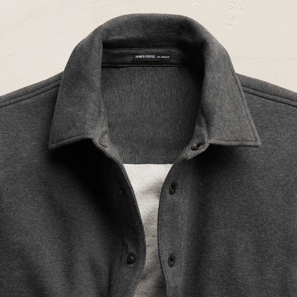 Veste en molleton à bouton-pression - Gris anthracite chiné