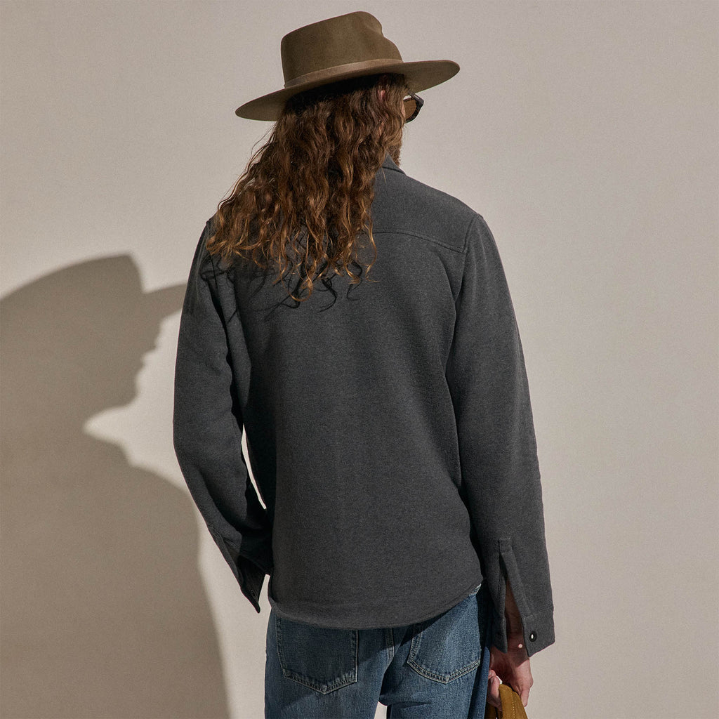 Veste en molleton à bouton-pression - Gris anthracite chiné