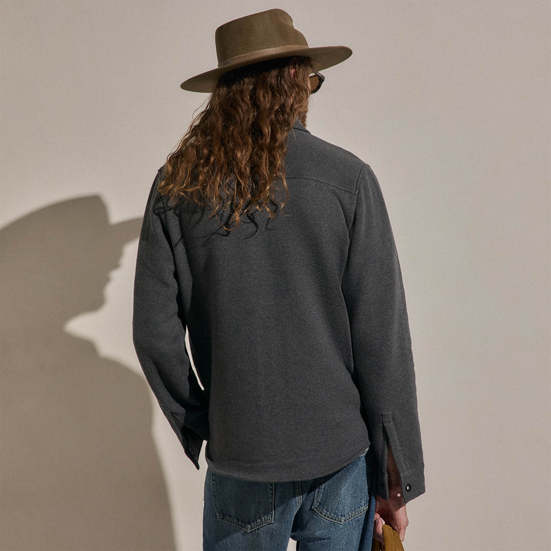 Veste en molleton à bouton-pression - Gris anthracite chiné