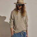Sweat à capuche en coton et lin - Taupe