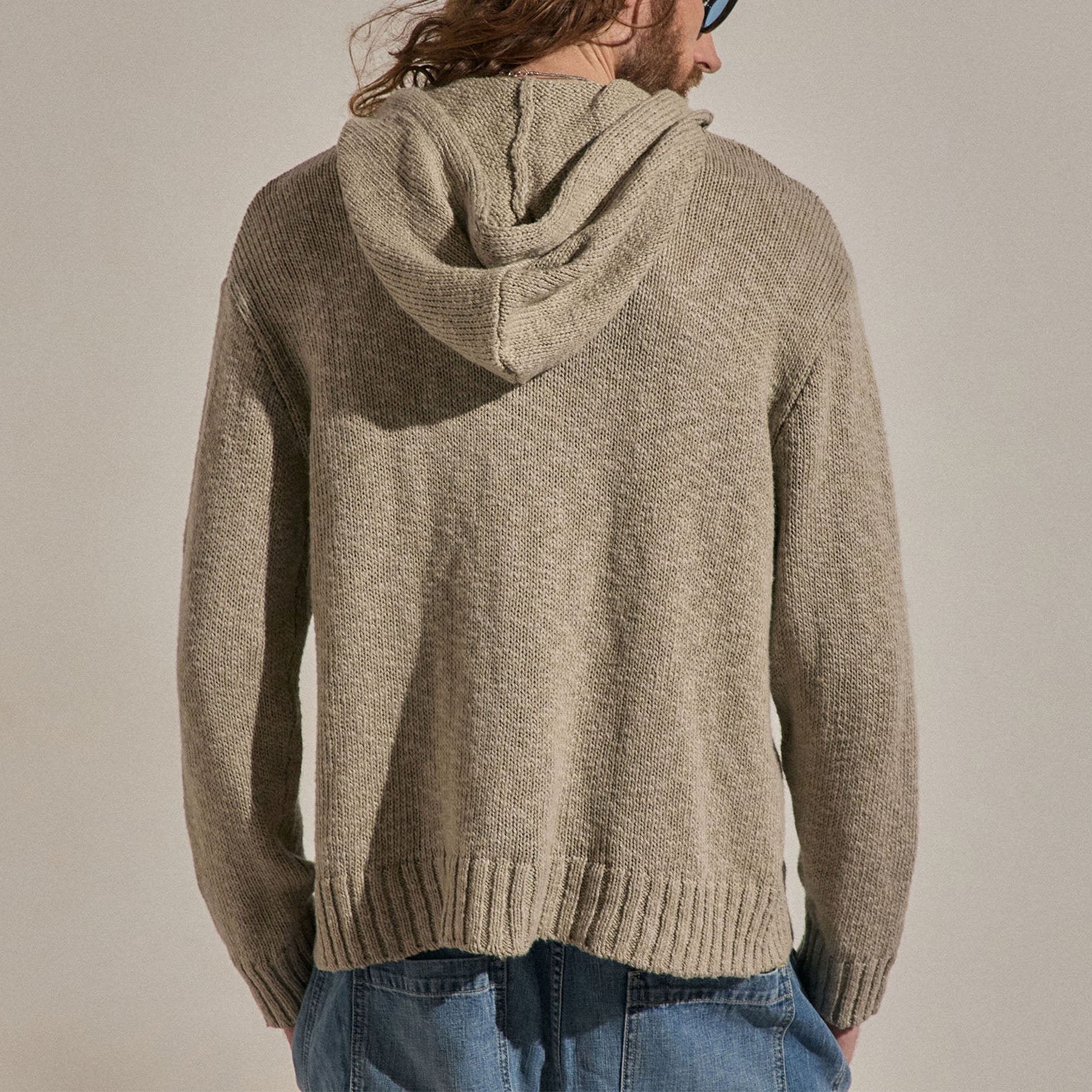 Sweat à capuche en coton et lin - Taupe