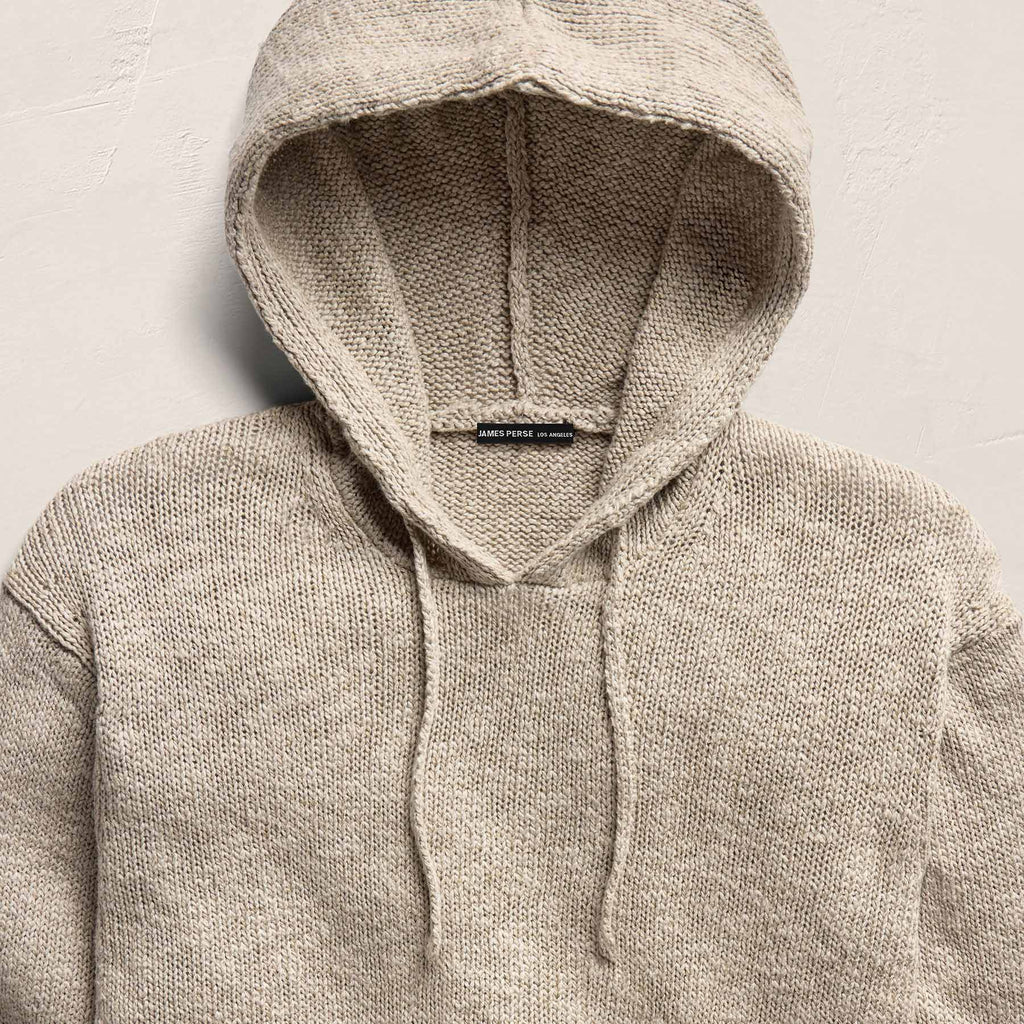 Sweat à capuche en coton et lin - Taupe