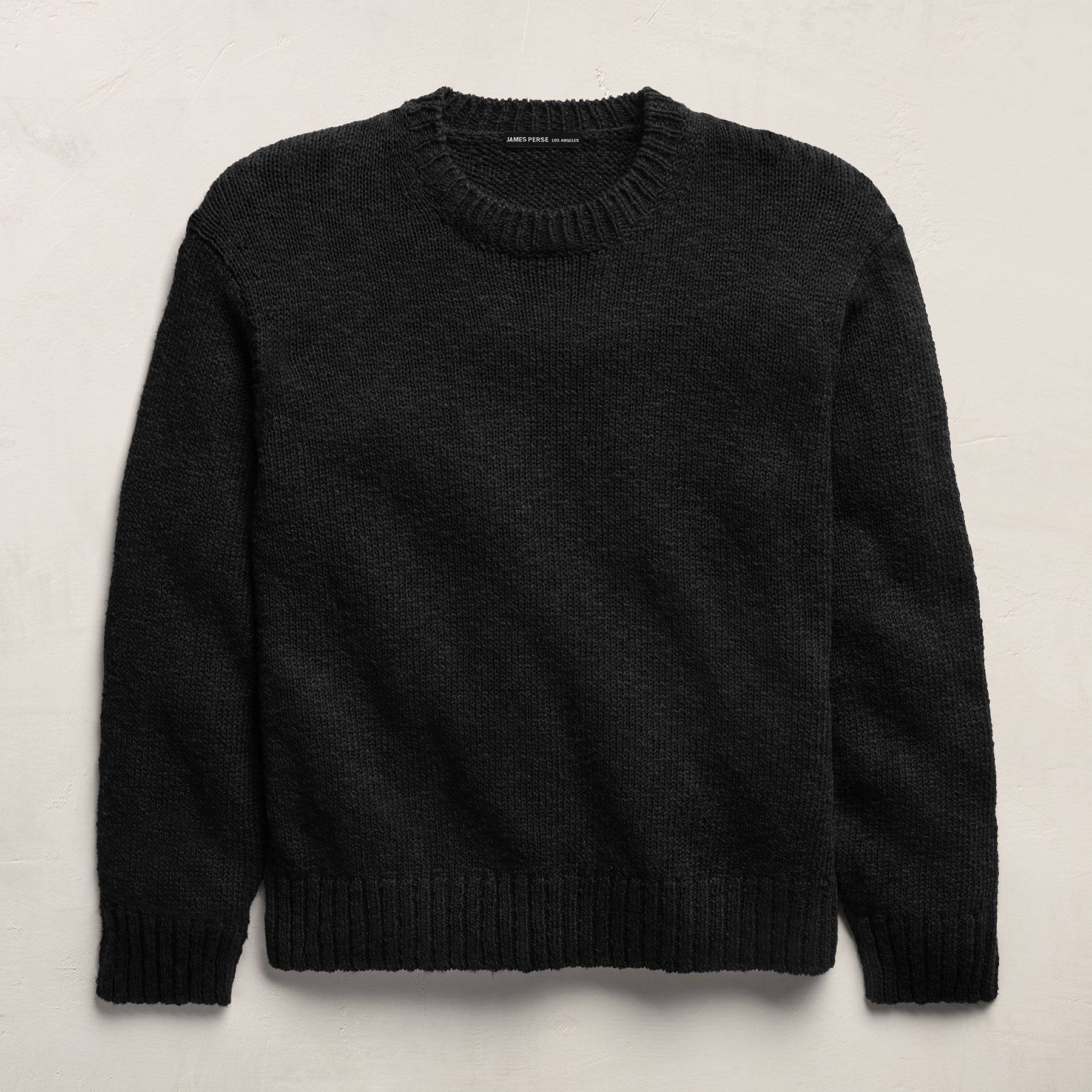 Pull col rond en coton et lin - Noir