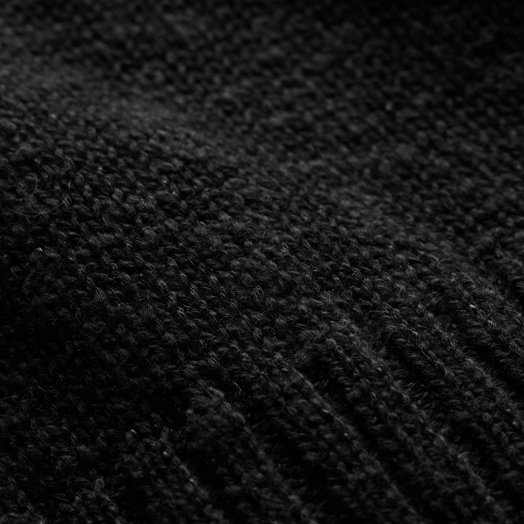 Pull col rond en coton et lin - Noir