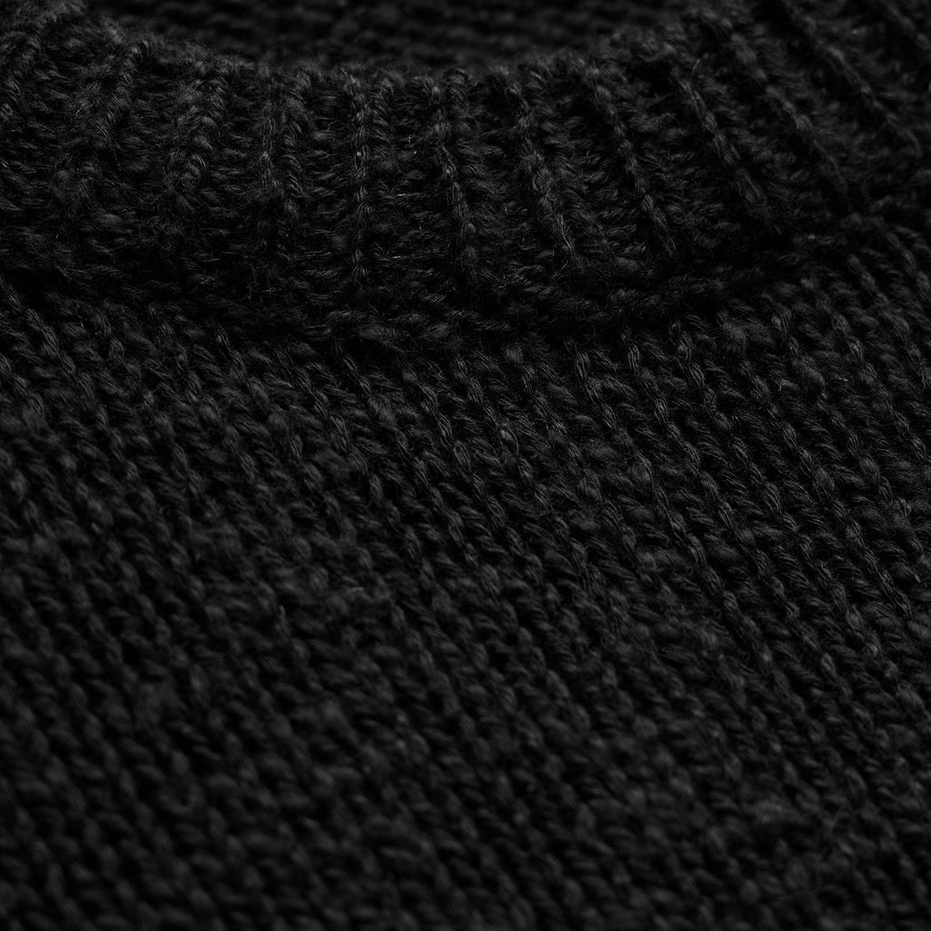 Pull col rond en coton et lin - Noir