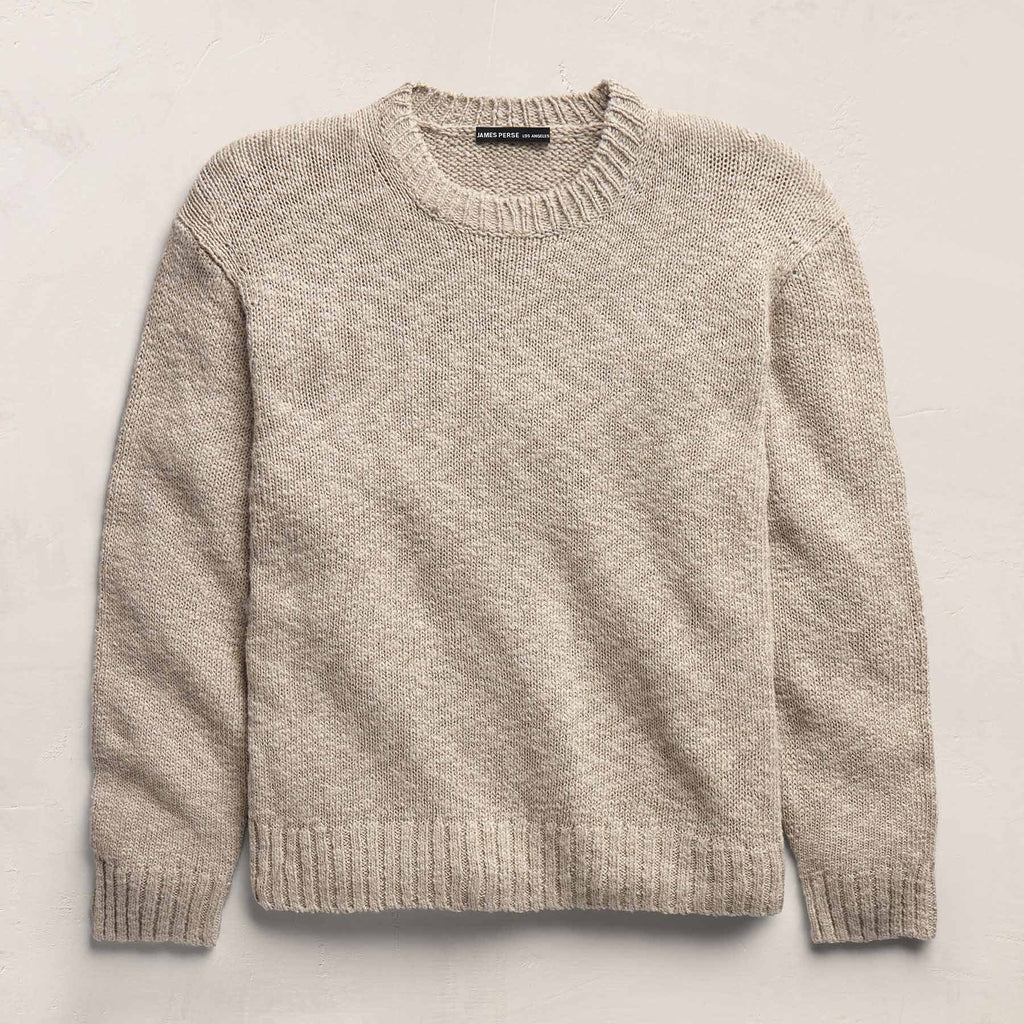 Pull ras du cou en coton et lin - Taupe