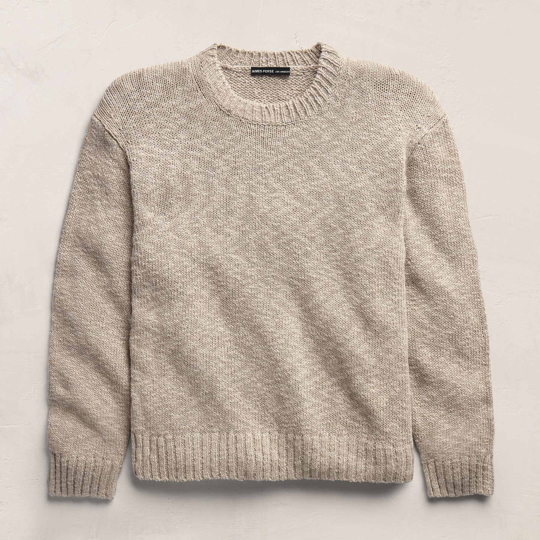 Pull ras du cou en coton et lin - Taupe