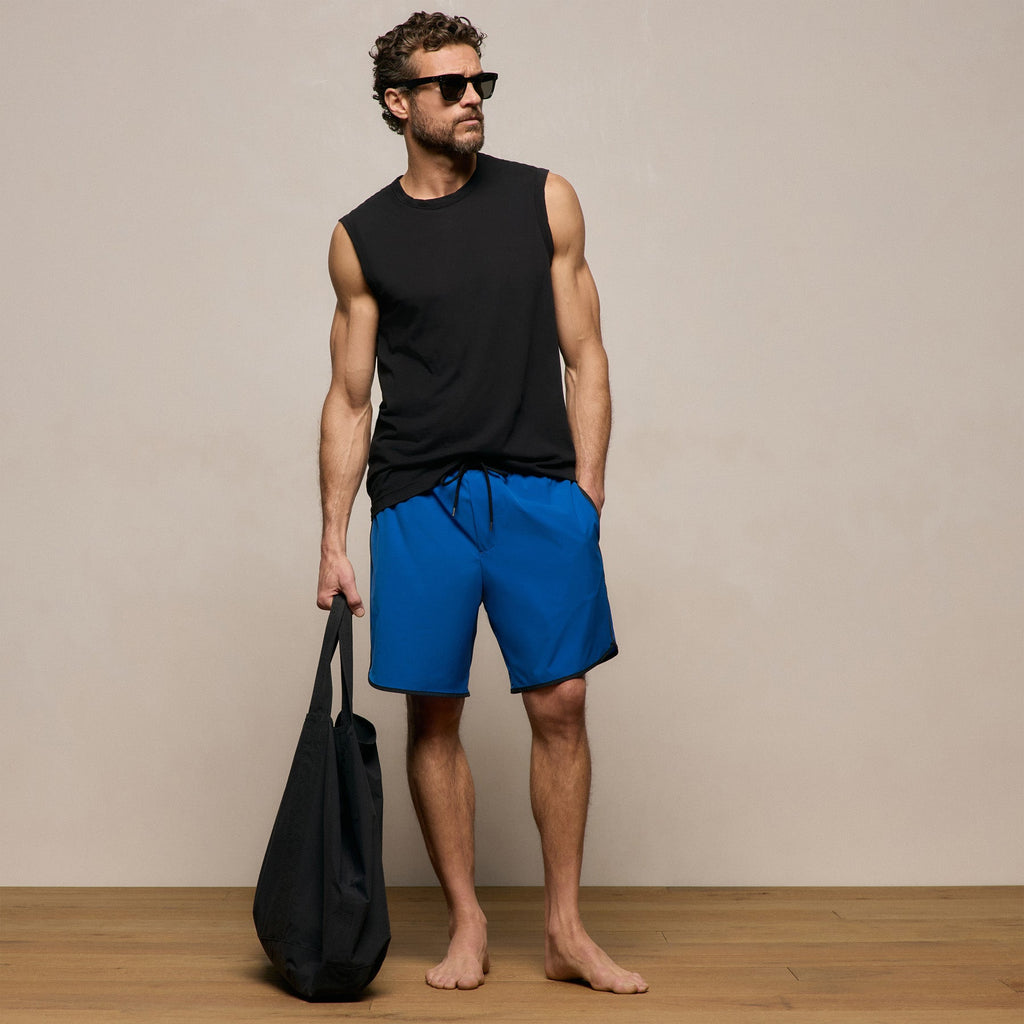 Boardshort rétro - Bleu Baltique/Magma