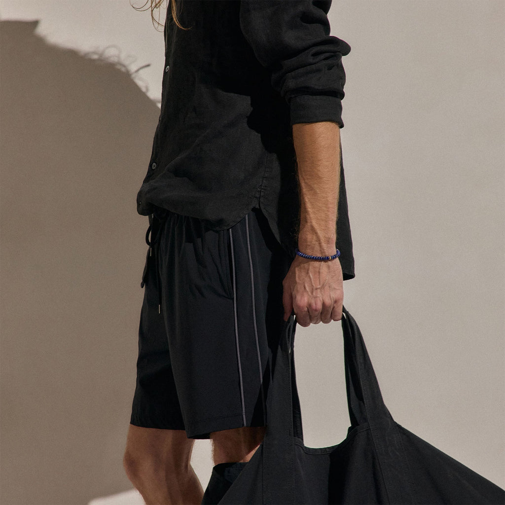 Contrast Piped Boardshort - Black/Carbon