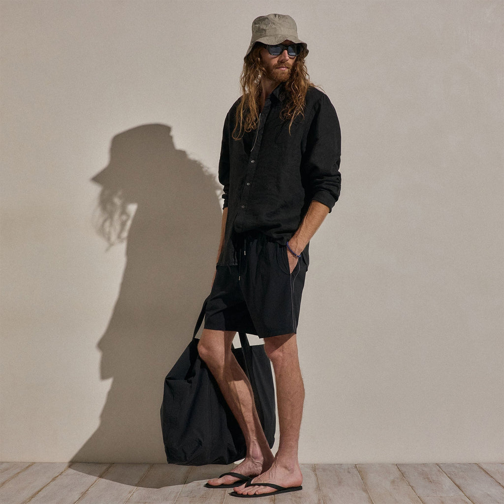 Contrast Piped Boardshort - Black/Carbon