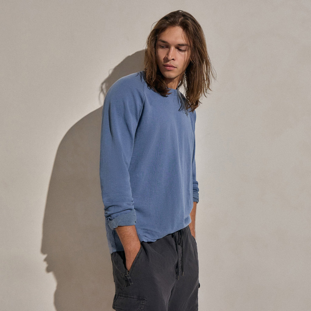 Sweat-shirt vintage en French Terry - Pigment Danube