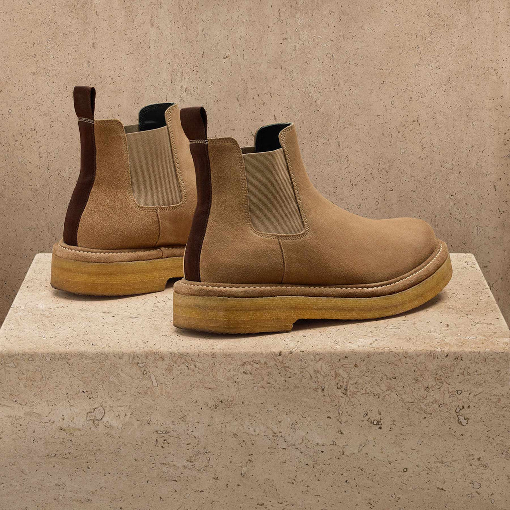 Boots Chelsea en daim pour homme - Ficelle