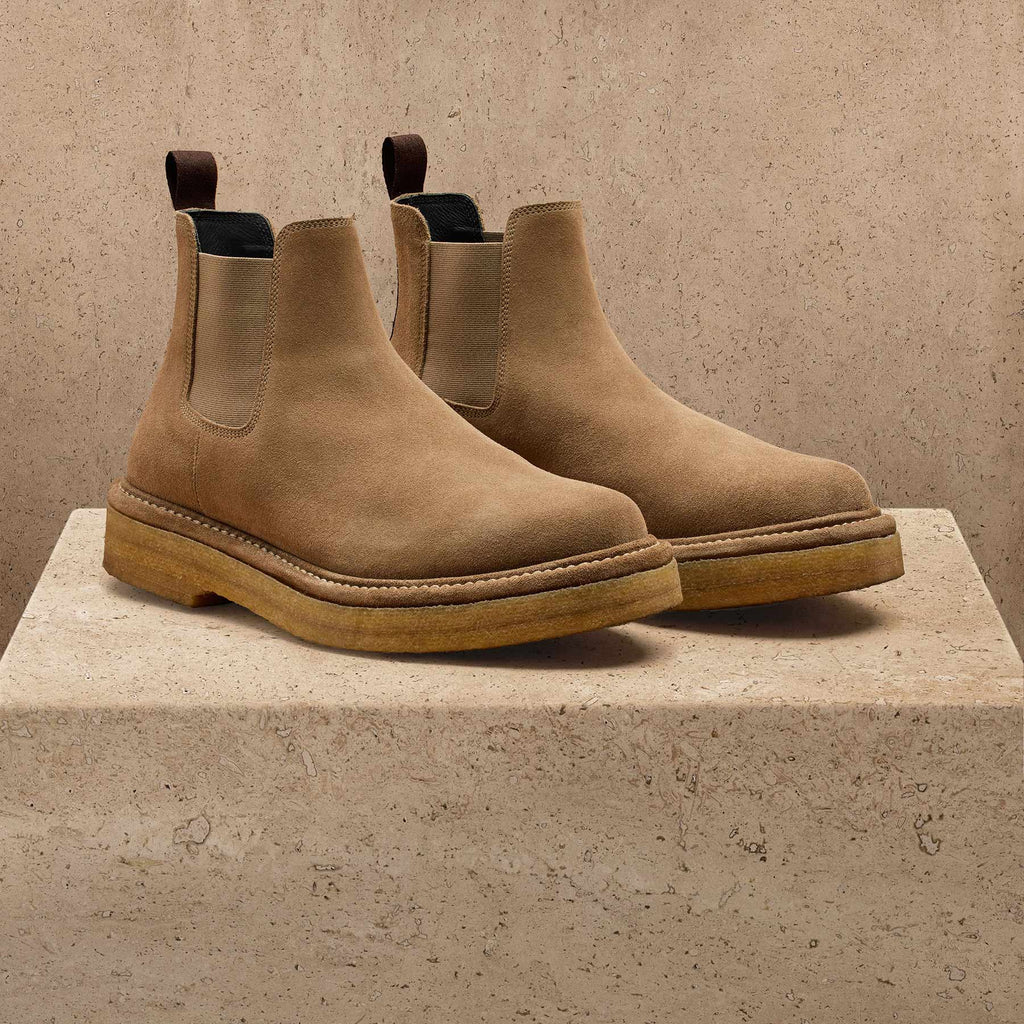 Boots Chelsea en daim pour homme - Ficelle