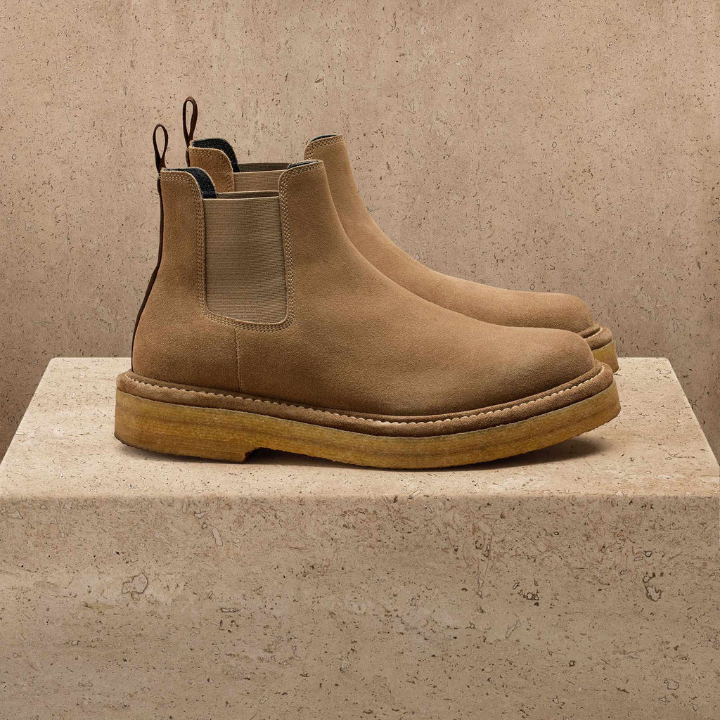 Boots Chelsea en daim pour homme - Ficelle