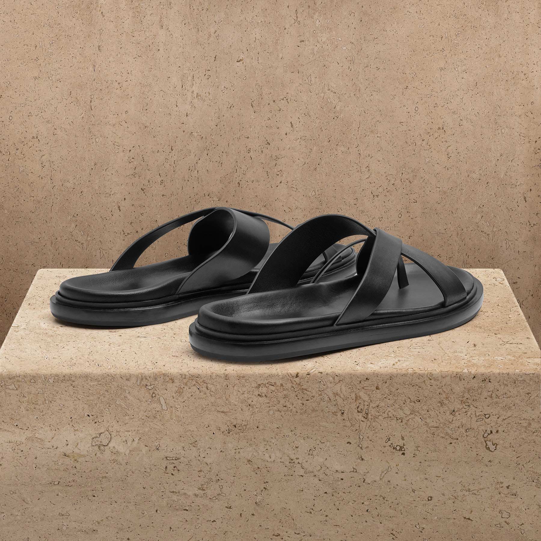 Sandale homme en cuir de veau - Noir