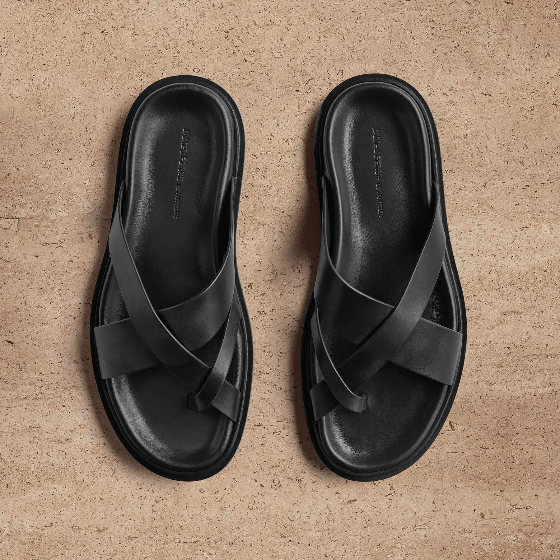 Men's Calf Leather Sandal - Black