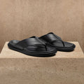 Sandales entre-doigts homme en cuir de veau - Noir