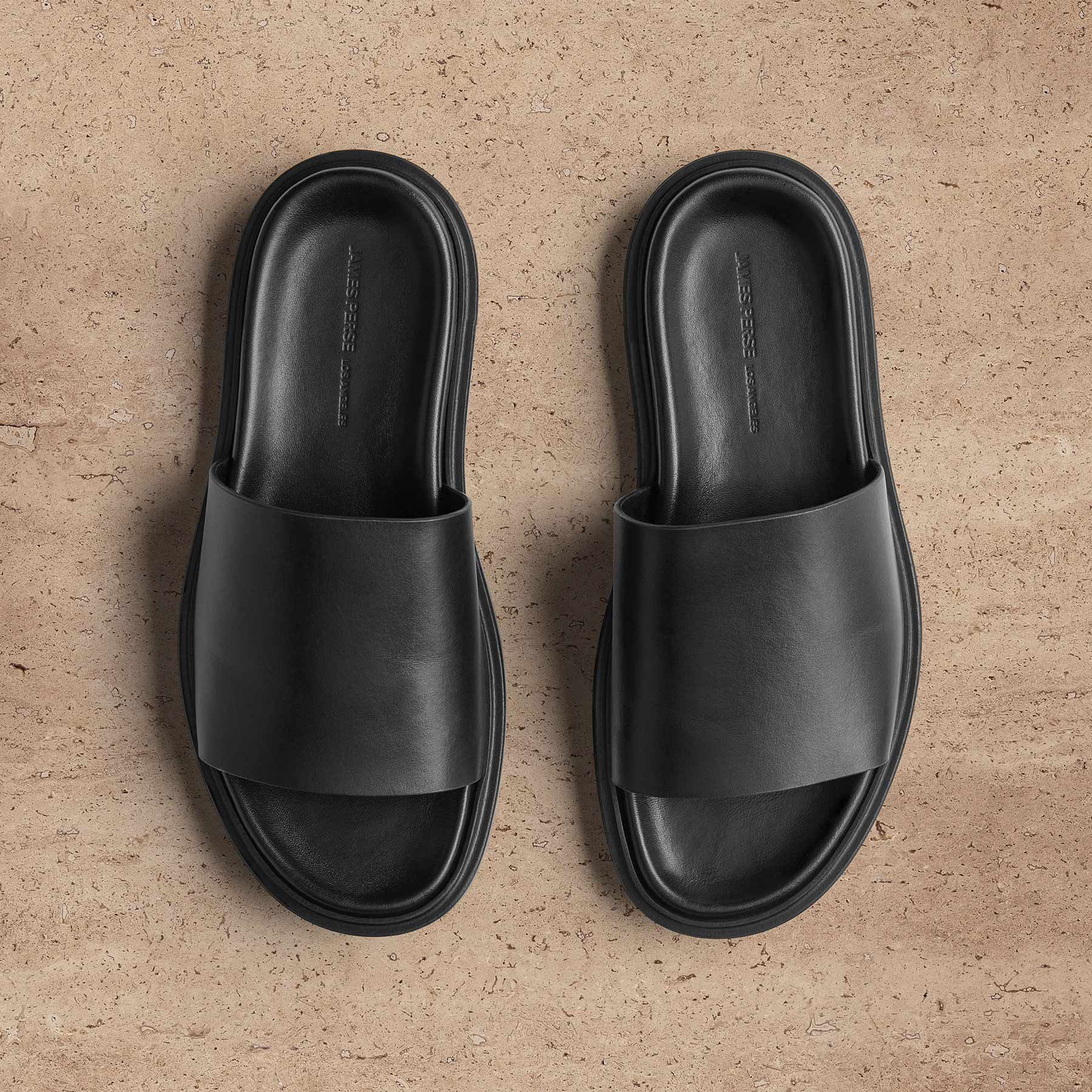Men's Leather Slide - Black